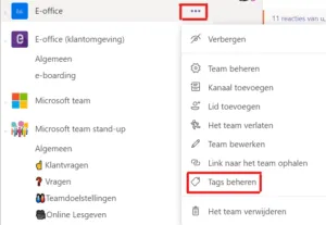 Tags toevoegen in Microsoft Teams